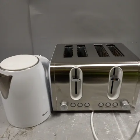 BOXED SWAN TOASTER 4-SLICE & KETTLE COMBO IN WHITE