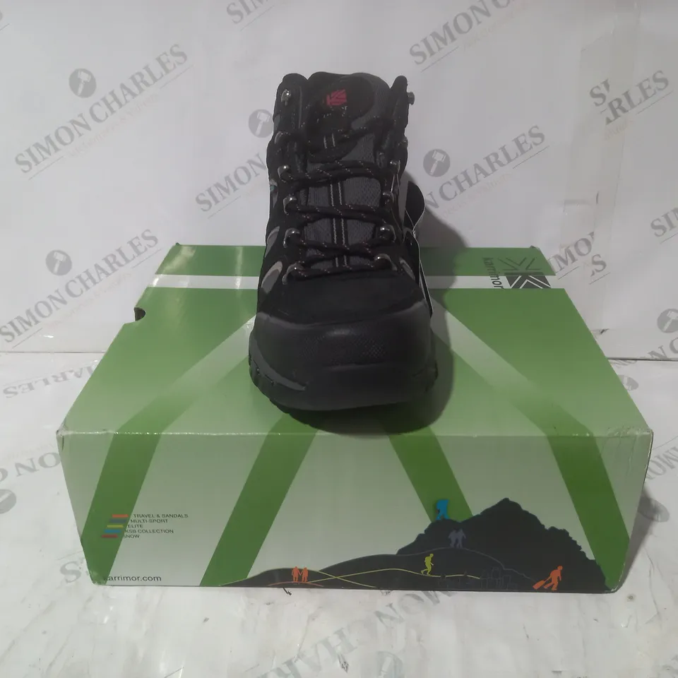 BOXED PAIR OF KARRIMOR BODMIN MID IV WEATHERITE HIKING SHOES IN BLACK UK SIZE 10