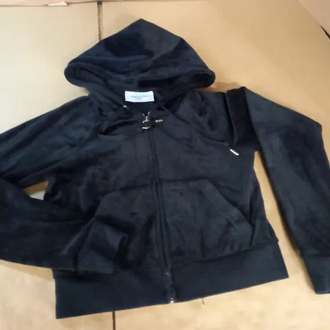 JUICY COUTURE BLACK ZIP THROUGH HOODIE - S