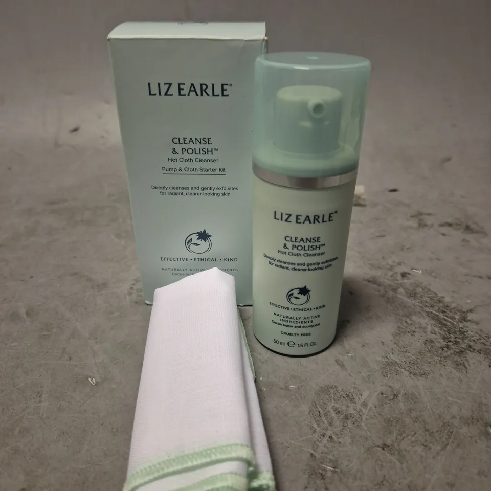 LIZ EARLE CLEANSE & POLISH PUMP & CLOTH STARTER KIT