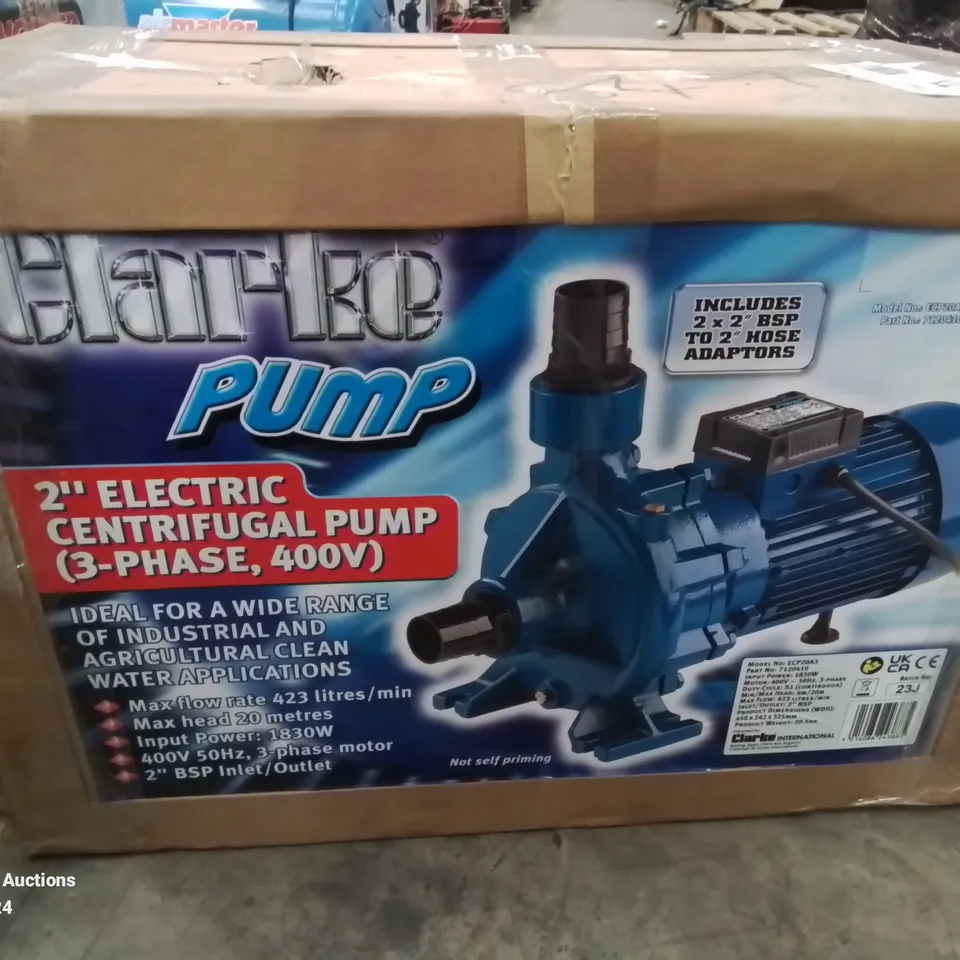 BOXED CLARKE PUMP 2" ELECTRIC CENTRIFUGAL PUMP (3-PHASE, 400W)