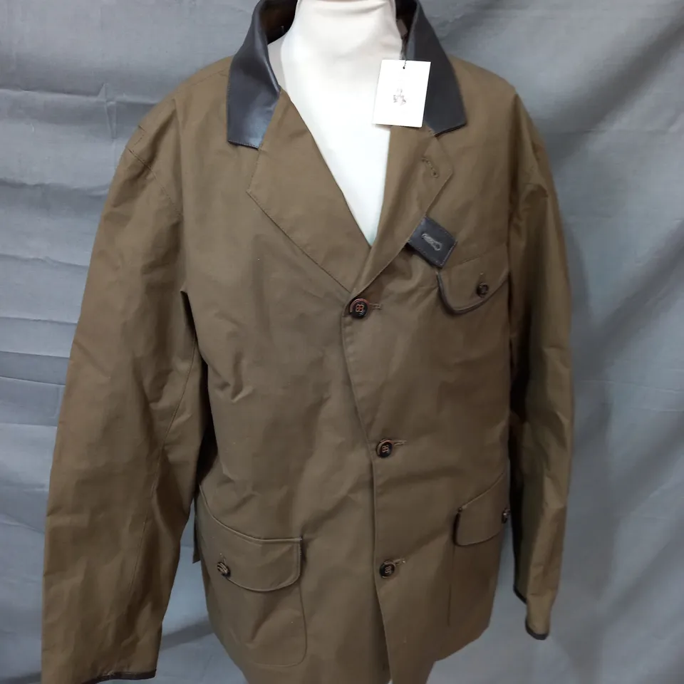 CORDINGS TARTAN LINED COAT IN BROWN/GREEN SIZE L