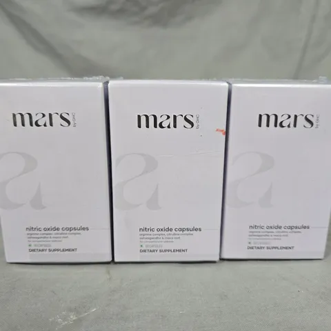 LOT OF 3 SEALED MARS BY GHC NITIRC OXIDE CAPSULES - 60 CAPS PER TUB