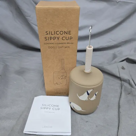 LIEWOOD SILICONE SIPPY CUP – DOG PRINT, BABY FEEDING CUP (BOXED WITH CLEANING BRUSH)