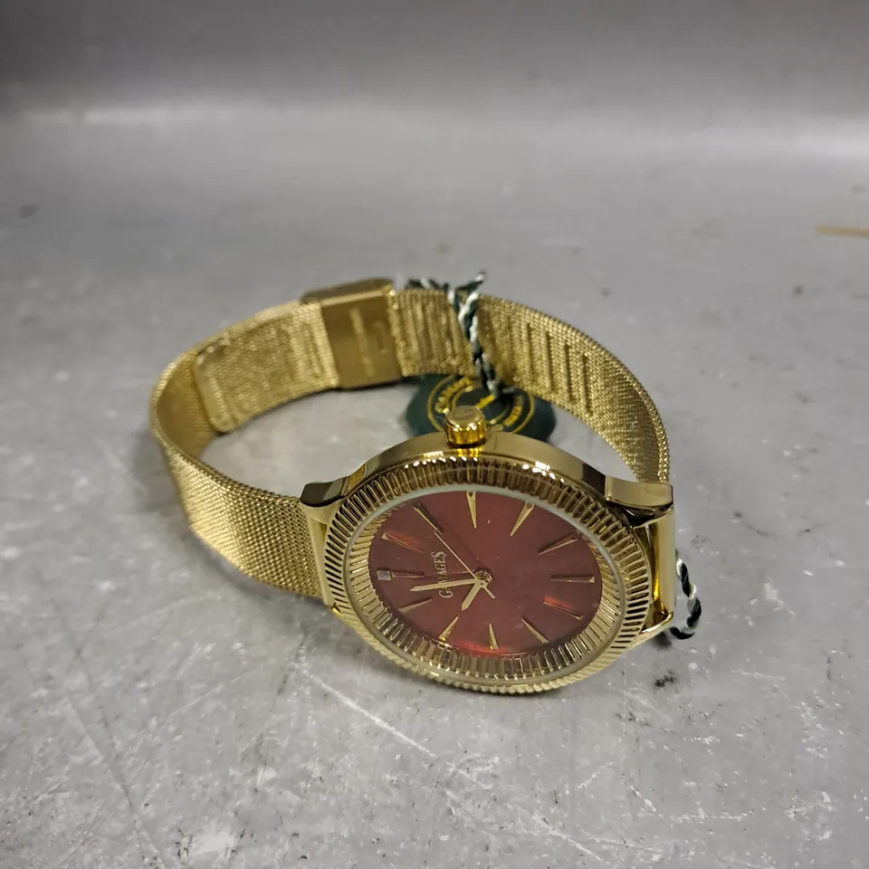 GAMAGES FLUTED DIAMOND RED DIAL WATCH 