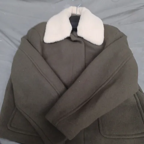 MANGO WOOL-BLEND COAT WITH FAUX SHEARLING COLLAR – WOMEN'S, SIZE M