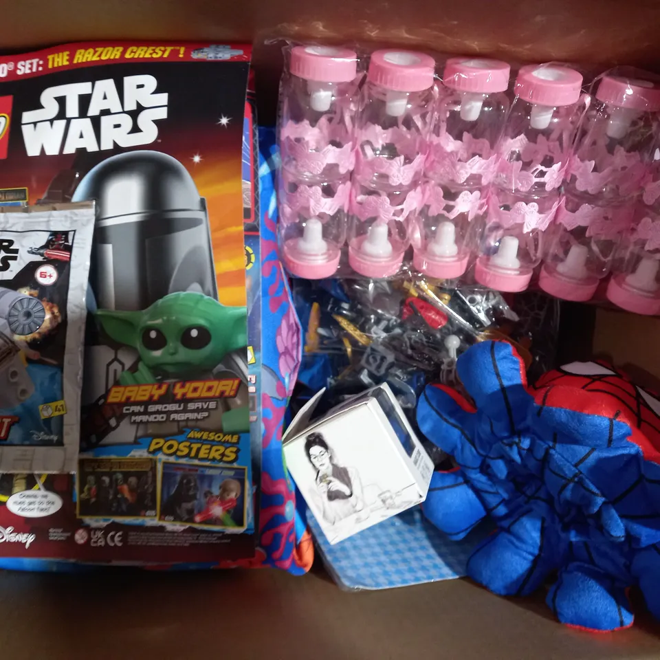 BOX OF APPROXIMATELY 10 ASSORTED TOYS AND GAMES TO INCLUDE LEARN PAD PULSE CHILDREN'S STEREO HEADPHONES, NATIONAL GRAPHIC ROCK MINERALS HEALING CRYSTALS, CORGI BEST OF BRITISH DIE-CAST LONDON BUS, ETC