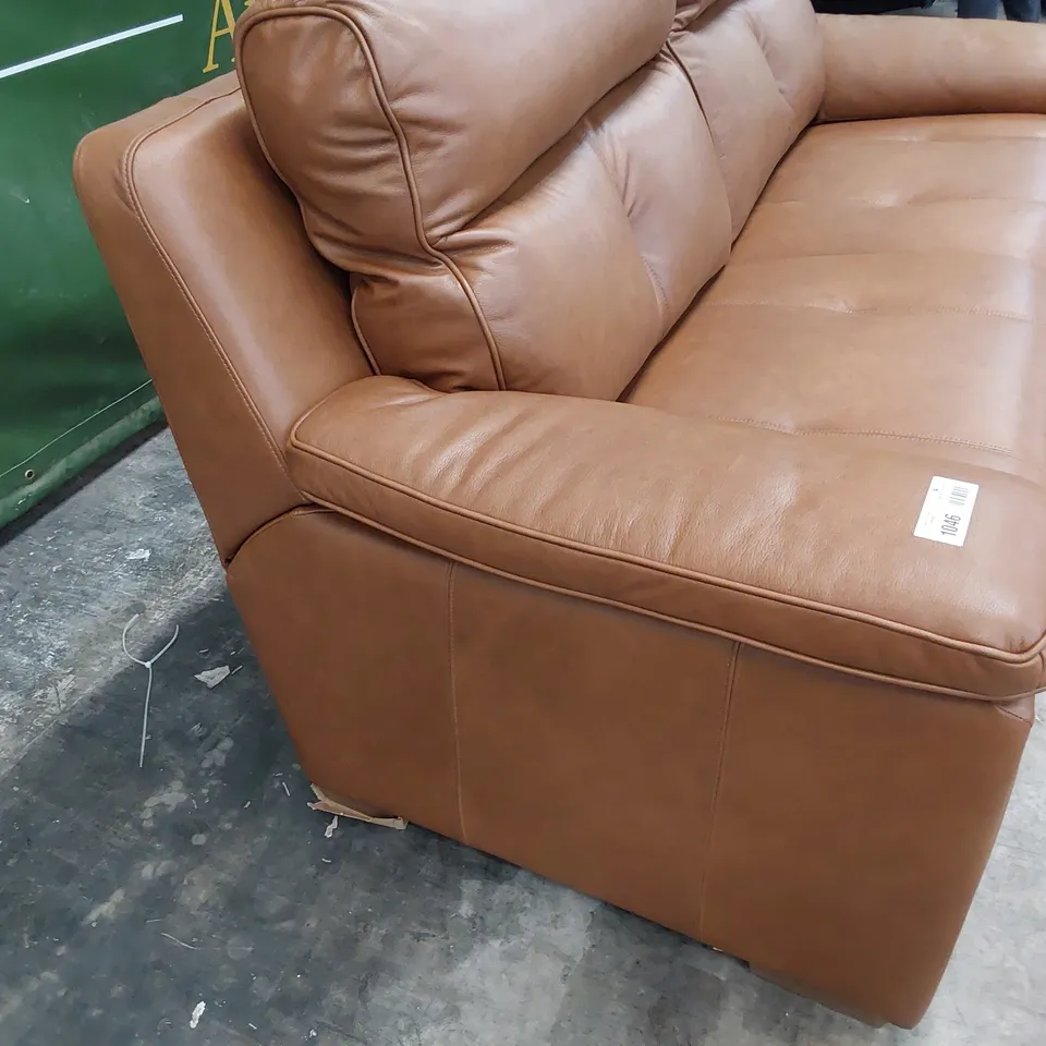 QUALITY BRITISH DESIGNER G PLAN HANNINGTON THREE SEATER SOFA DALLAS TAN LEATHER 