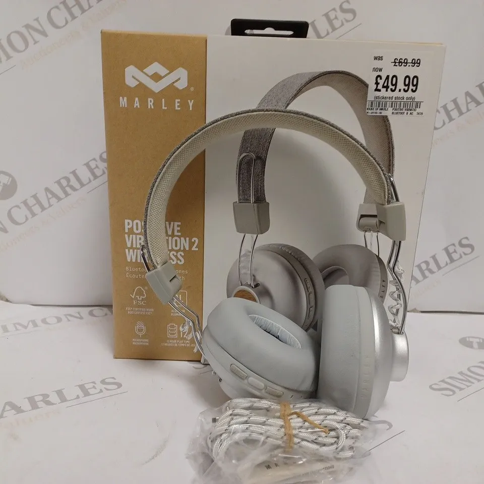 BOXED HOUSE OF MARLEY POSITIVE VIBRATIONS 2 WIRELESS BLUETOOTH HEADPHONES