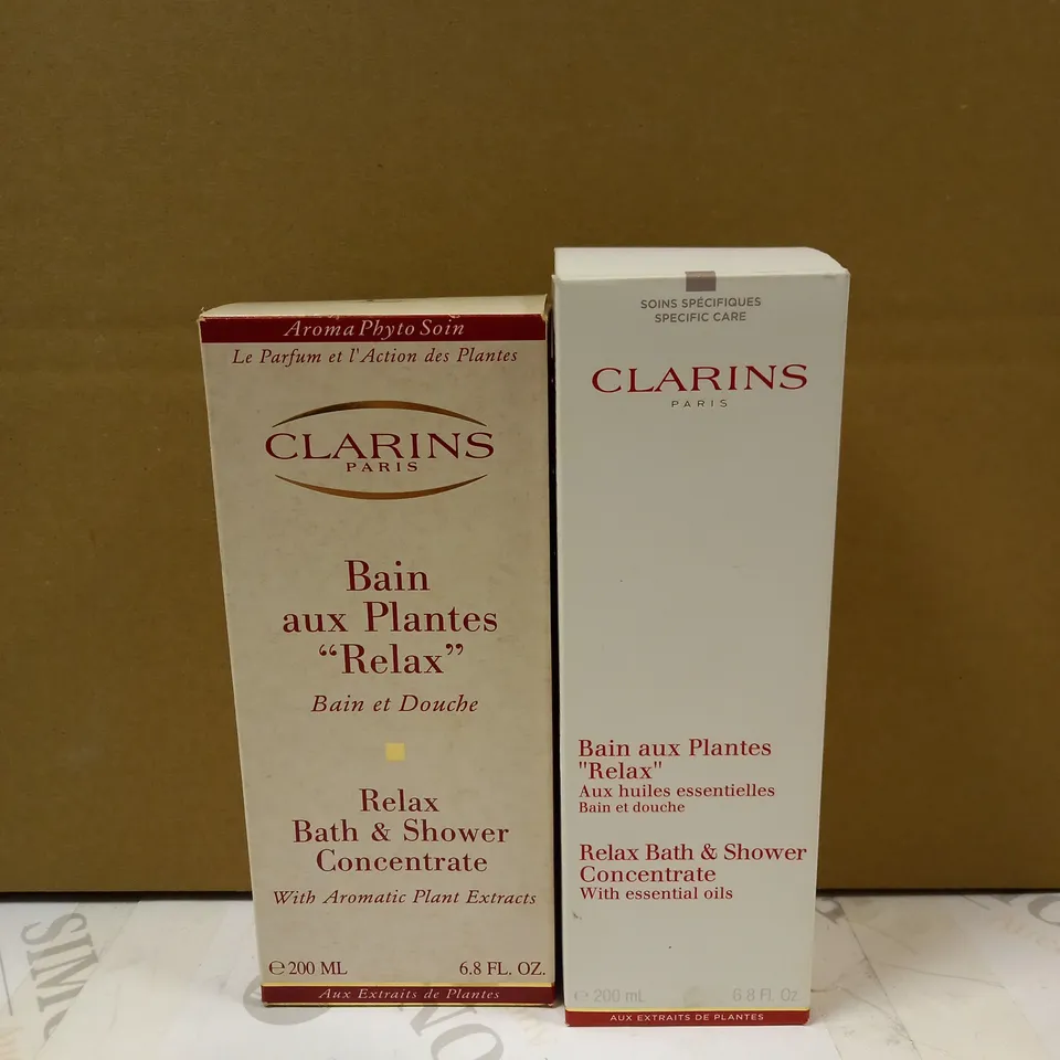LOT OF 2 CLARINS RELAX BATH AND SHOWER CONCENTRATE - 200ML	