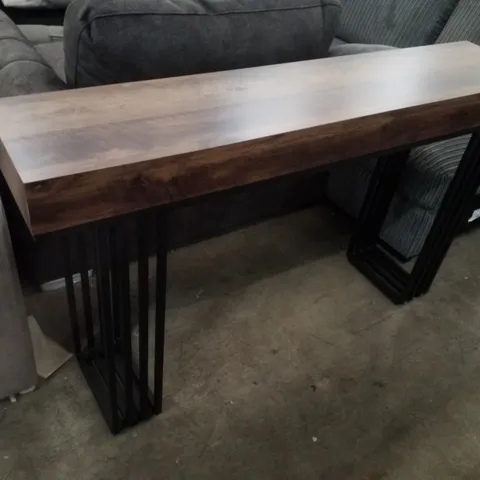CONSOLE TABLE FOR ENTRYWAY, INDUSTRIAL WOOD HALLWAY TABLE WITH STYLISH METAL FRAME, SOFA FOYER TABLE FOR LIVING ROOM, ENTRANCE (140 CM)