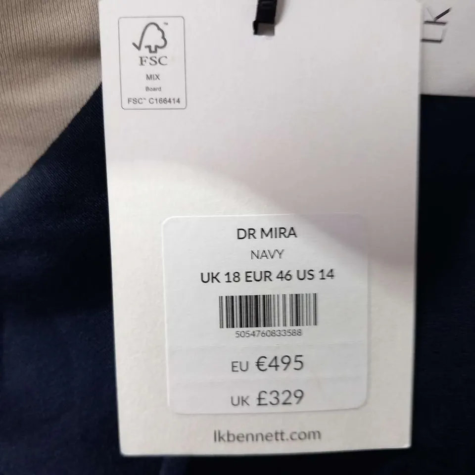 LK BENNET DR MIRA NAVY DRESS SIZE 18