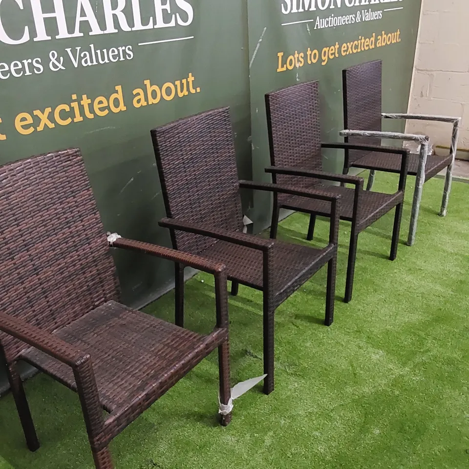SET OF 4 CHOCOLATE MIX RATTAN CHAIRS 