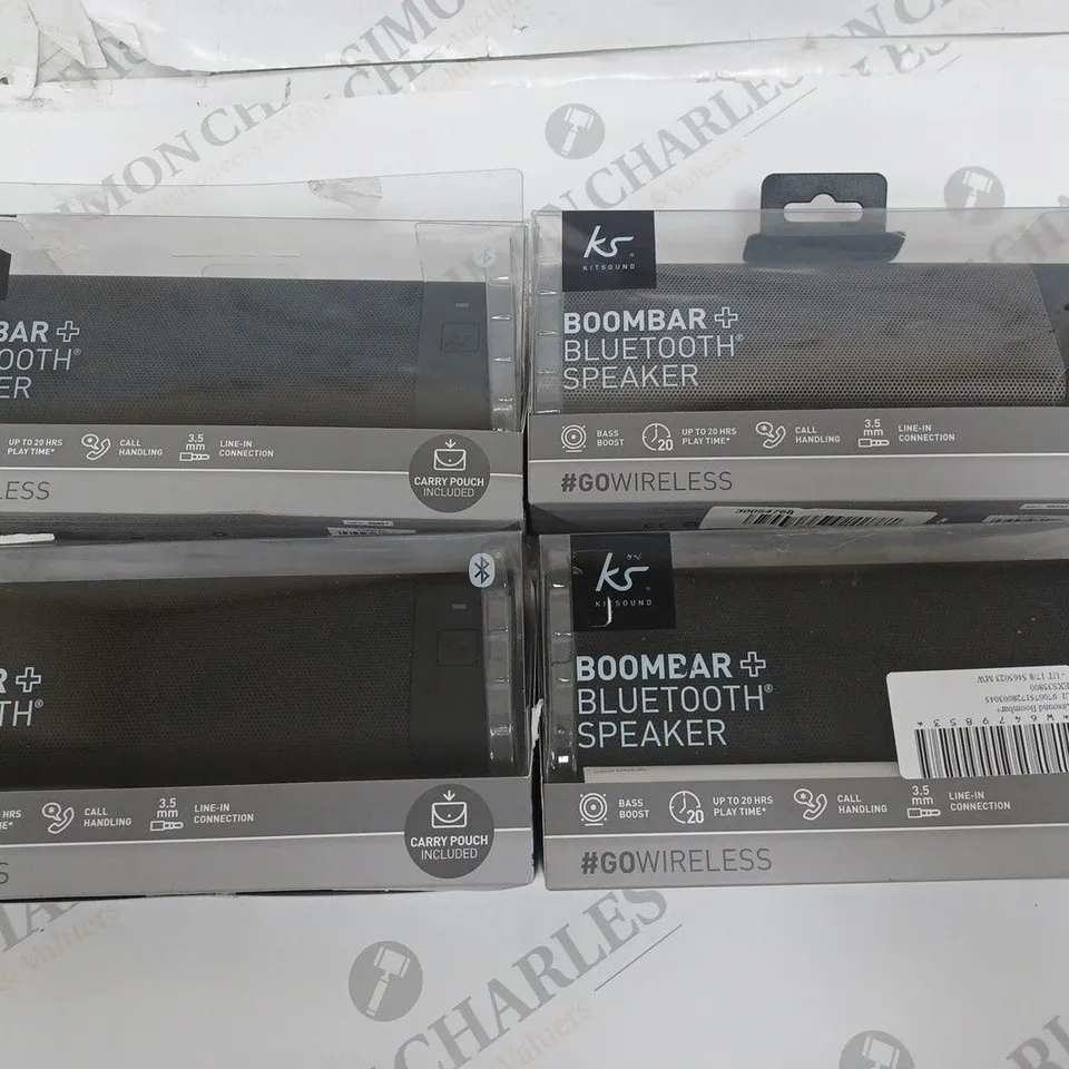 LOT OF 4 KITSOUND BOOMBAR + BLUETOOTH SPEAKERS