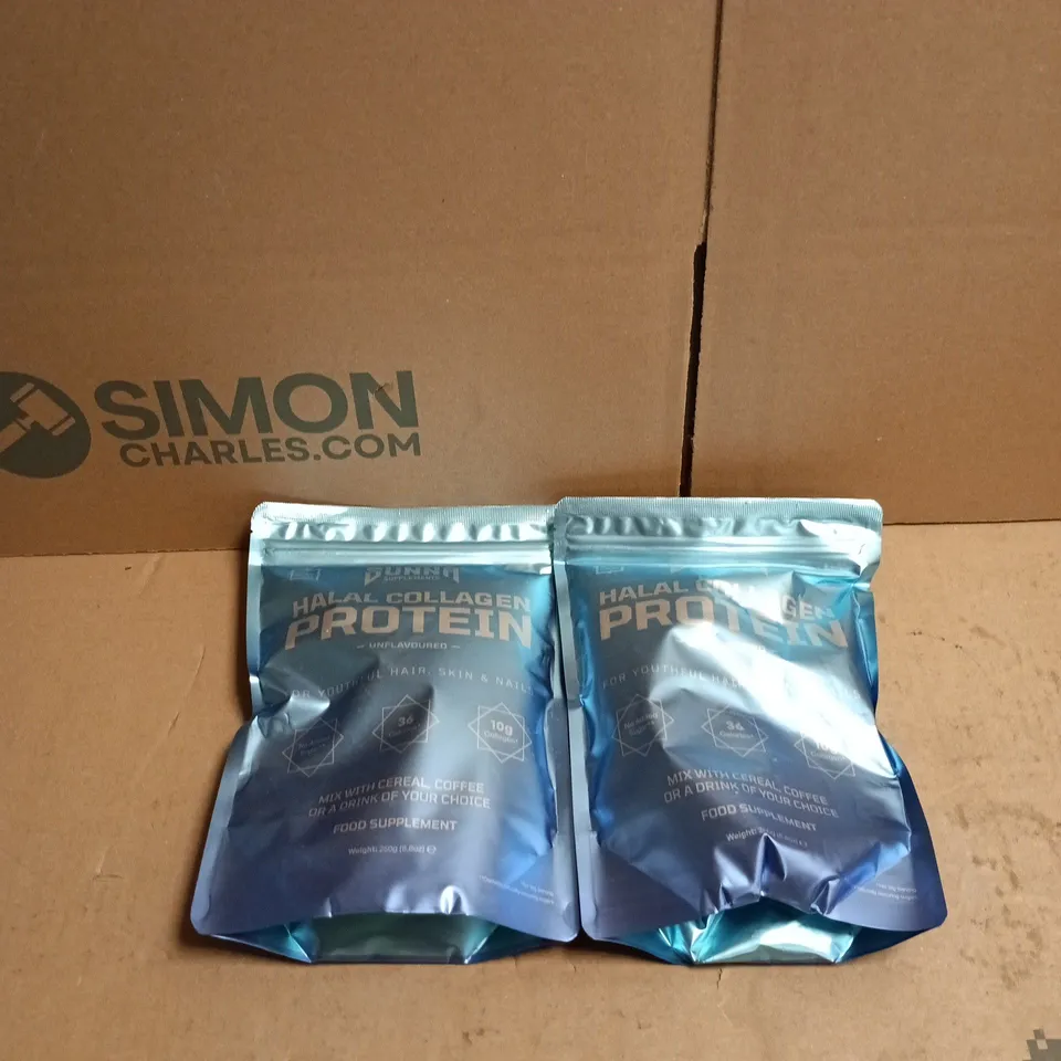 2 X SUNNA SUPPLEMENTS HALAL COLLAGEN PROTEIN UNFLAVOURED SUPPLEMENT 250G