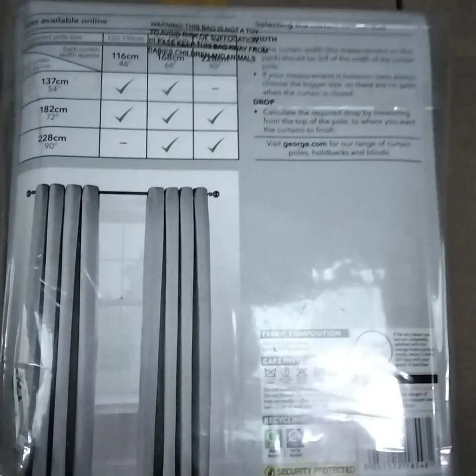 BOX OF 11 BRAND NEW EYELET TEXTURED WEAVE CURTAINS LIGHT GREY 117 X 137CM