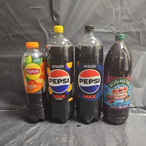 APPROXIMATELY 4 ASSORTED FOOD AND DRINK ITEMS TO INCLUDE ROBINSONS, PEPSI, AND LIPTON