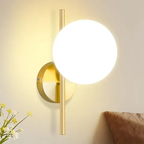 WALL LIGHT MODERN GLASS - 1 LIGHT E27 GOLD HALLWAY LAMP FOR STAIRCASE BED LIVING ROOM (WITHOUT BULB)