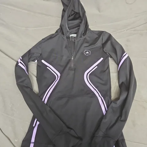 ADIDAS STELLA MCCARTNEY WOMEN'S HOODED JACKET – BLACK WITH LILAC TRIM, XS (UK 4-6)