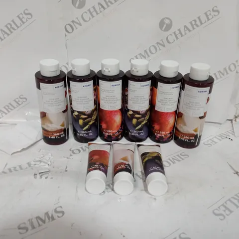BOX OF ASSORTED KORRES BODY CLEANSER AND BODY BUTTER