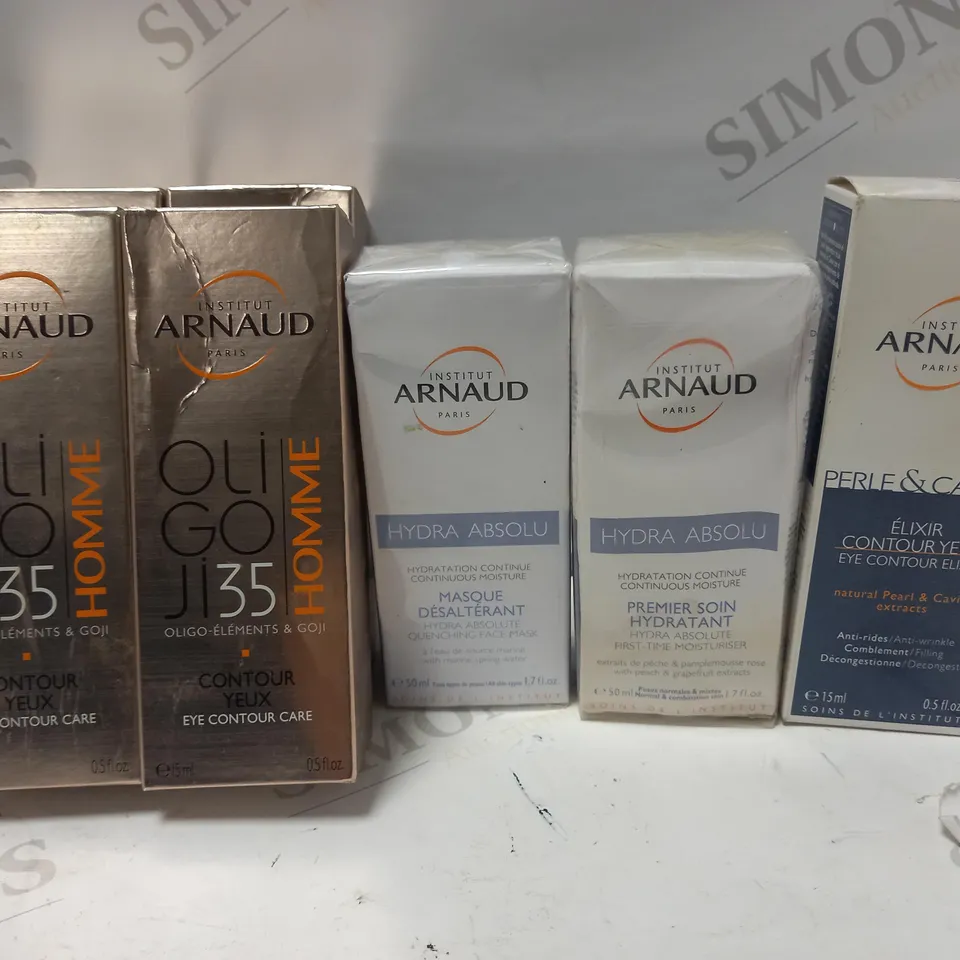 LOT OF 7 ASSORTED INSTITUT PRODUCTS TO INCLUDE EYE CONTOUR CARE, QUENCHING FACE MASK, FIRST TIME MOISTURIZER, EYE CONTOUR ELIXIR