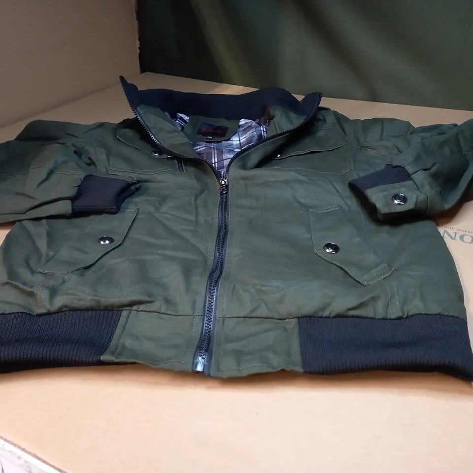 DESIGNER KHAKI MENS ZIPPED JACKET - 2XL