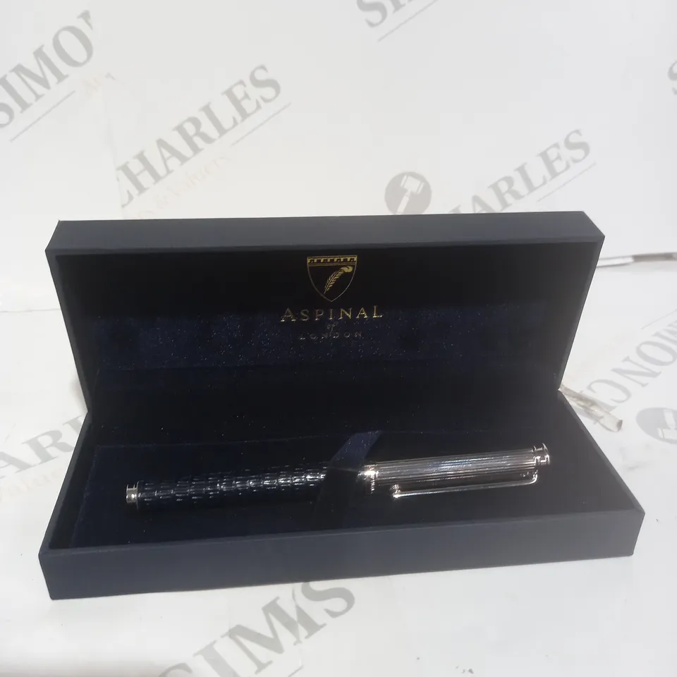 ASPINAL OF LONDON NAVY BLUE BRASS PEN