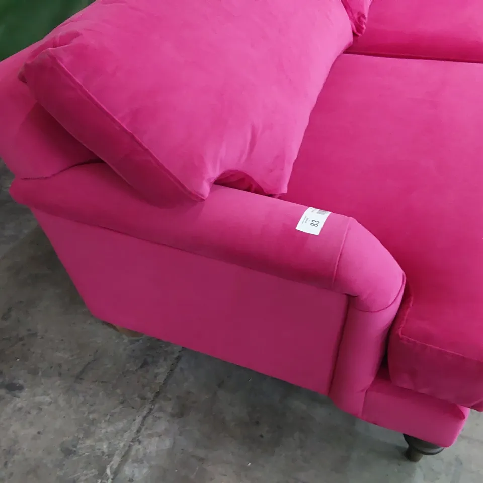 QUALITY BRITISH DESIGNER LOUNGE Co. FOUR SEATER SOFA SHOCKING PINK PLUSH FABRIC 