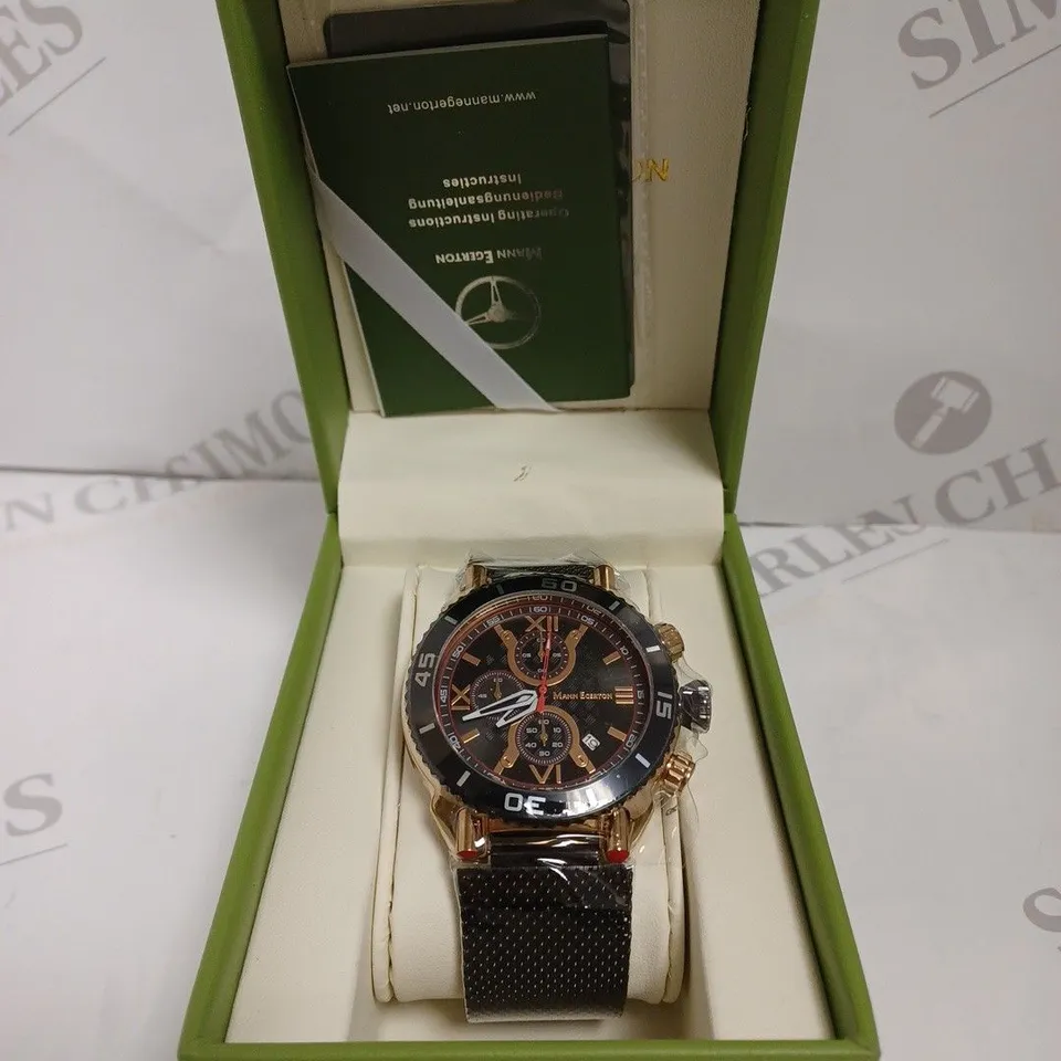 BOXED MEN'S LIMITED EDITION MANN EGERTON HAND ASSEMBLED MAGNITUDE BLACK STRAP 