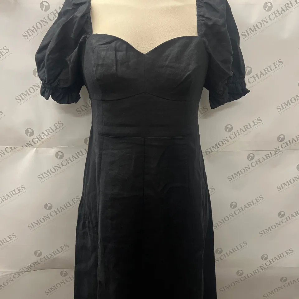BODEN SQUARE NECK MIDI DRESS IN BLACK SIZE 10P