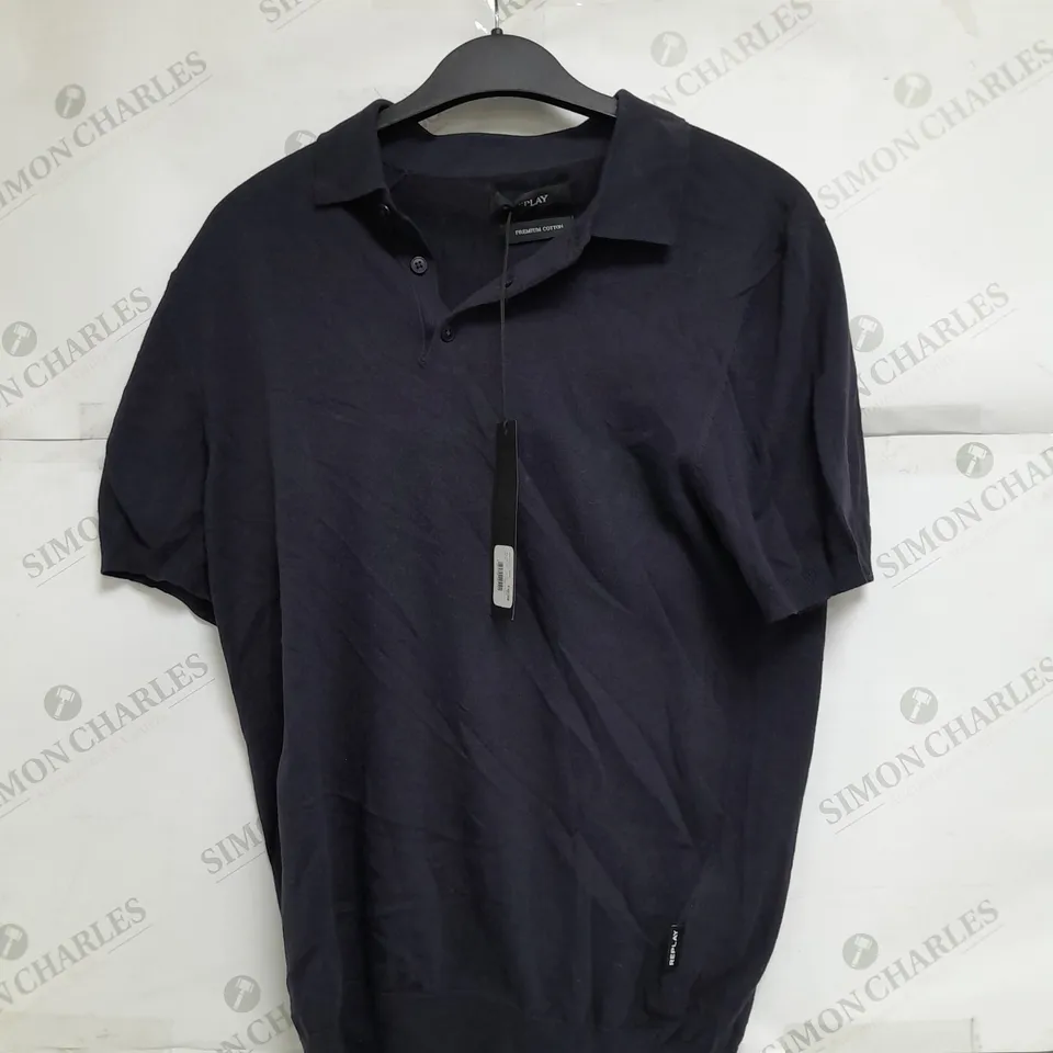 REPLAY PREMIUM COTTON NAVY LIGHTWEIGHT POLO SIZE UNSPECIFIED 