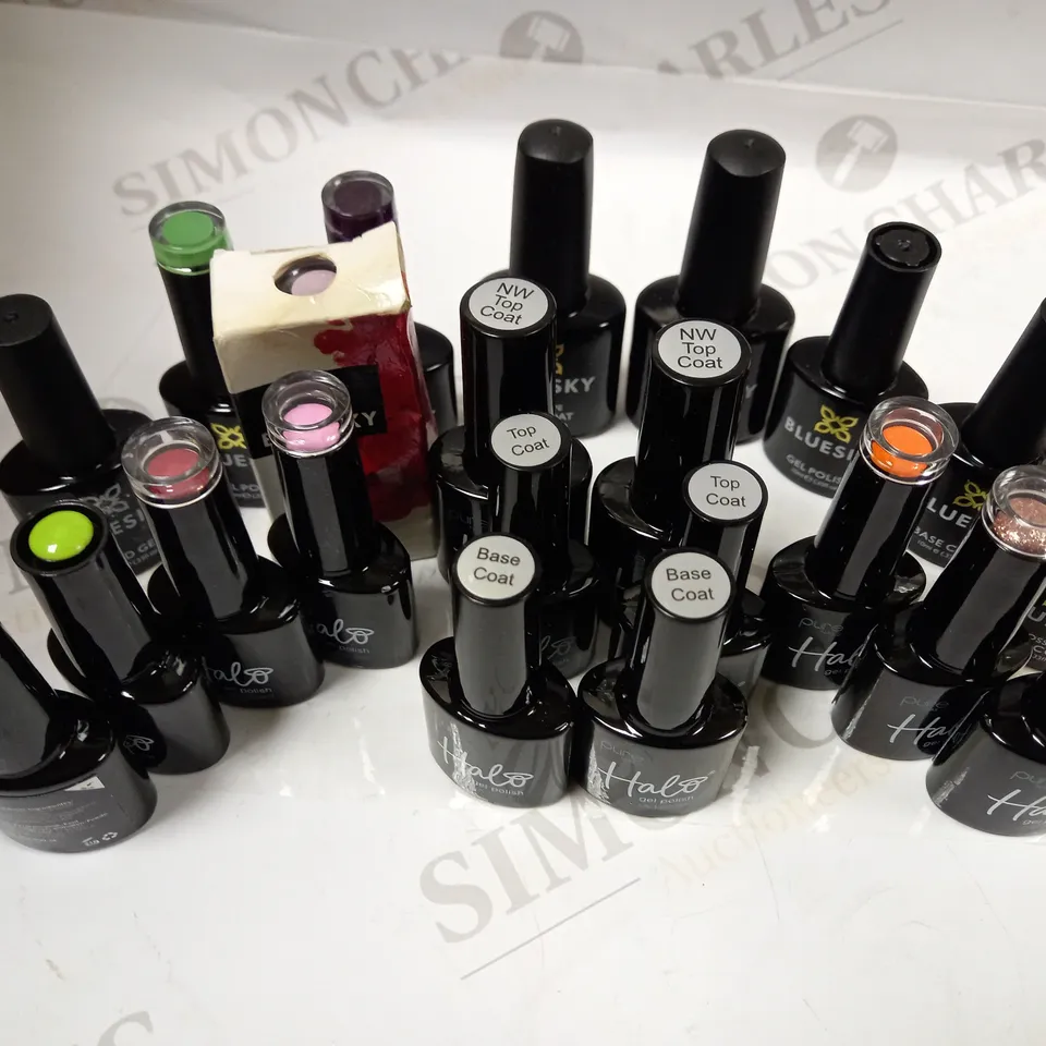 HALO AND BLUESKY BUMPER GEL POLISH BUNDLE APPROX. 20 ITEMS 