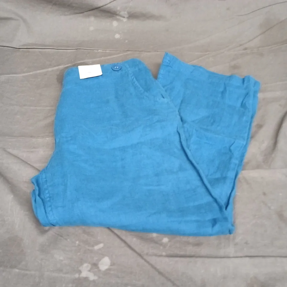 SEASALT CORNWALL GARMENT-DYED LINEN STRAIGHT CROP TROUSERS IN BLUE – TALL, UK 12