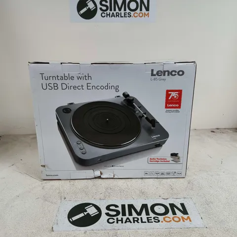 BOXED LENCO TURNTABLE WITH USB DIRECT ENCODING - L85 GREY
