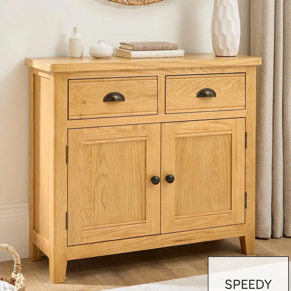 ASHWIN READY ASSEMBLED 2 DOOR, 2 DRAWER MEDIUM SIDEBOARD - CONTAINS SOLID WOOD
