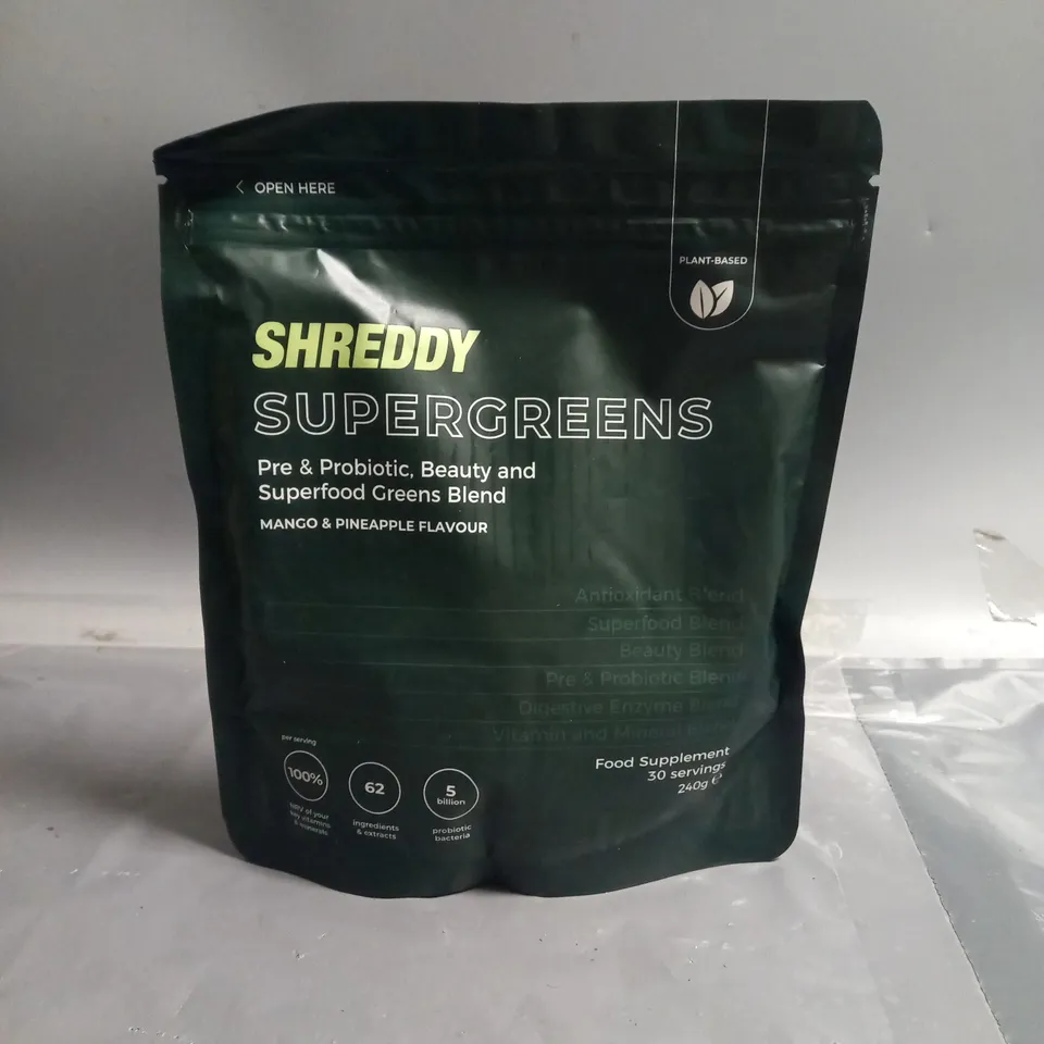 SHREDDY SUPERGREENS MANGO & PINEAPPLE 240G