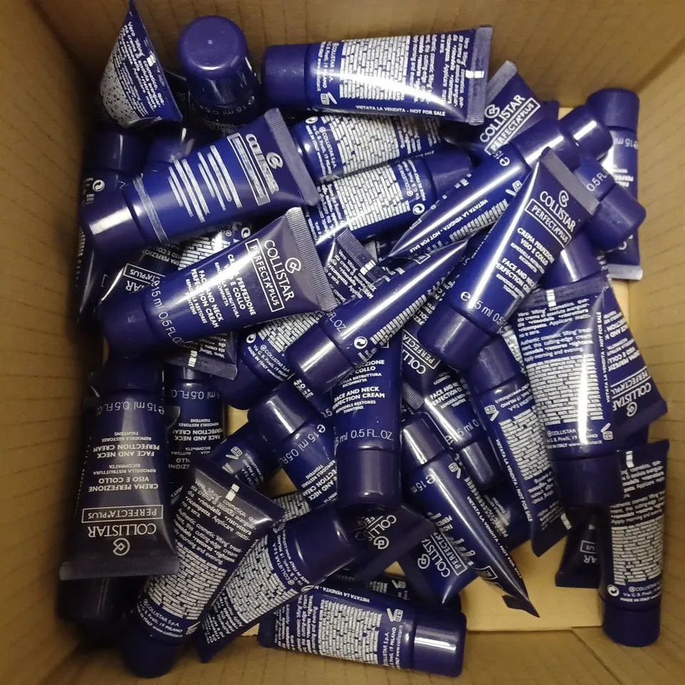 BOX OF APPROXIMATELY 50 X 15ML TUBES OF COLLISTAR PERFECTA PLUS FACE AND NECK PROTECTION CREAM
