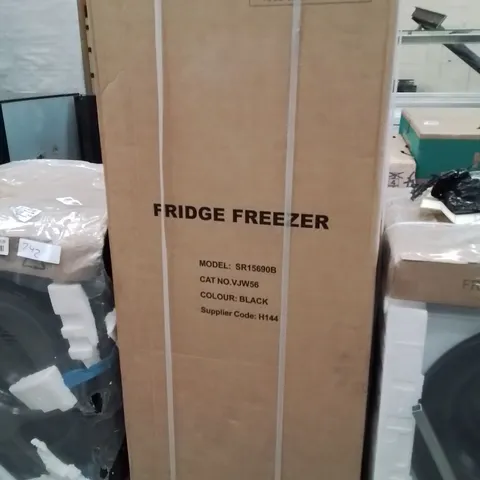 BOXED SWAN SR15690B 48CM WIDE, 50/50 SPLIT FRIDGE FREEZER - BLACK