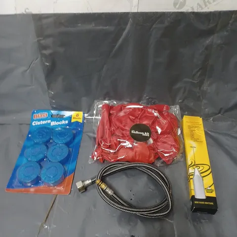 BOX OF APPROXIMATELY 20 ASSORTED HOUSEHOLD ITEMS TO INCLUDE TOILET BLOCKS, BALLOONS AND KITCHENWARE