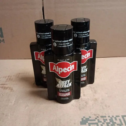 3 X ALPECIN GREY ATTACK CAFFEINE AND COLOUR SHAMPOO 200ML