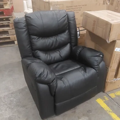 DESIGNER MANUAL RECLINER BLACK FAUX LEATHER CHAIR