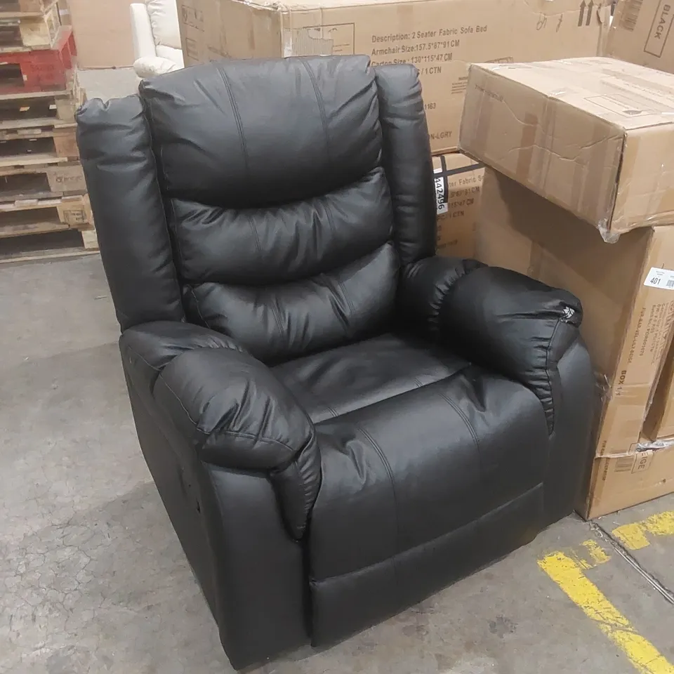 DESIGNER MANUAL RECLINER BLACK FAUX LEATHER CHAIR