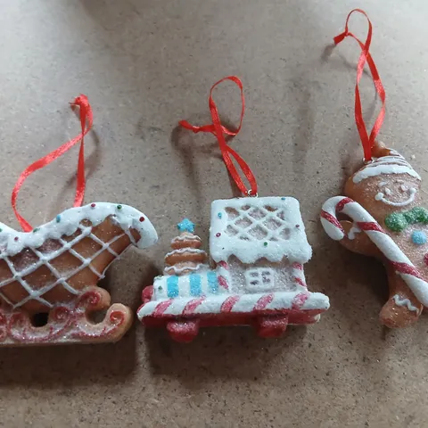 APOROXIMATELY 24 SETS OF THREE CHRISTMAS SHOP HANGING GINGER BREAD ORNAMENTS
