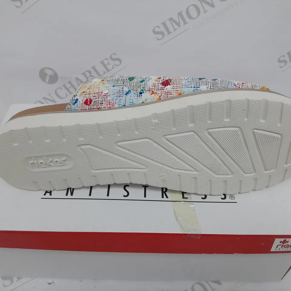 RIEKER MULTI COLOUR SIZE 41 SLIP ON SANDLE