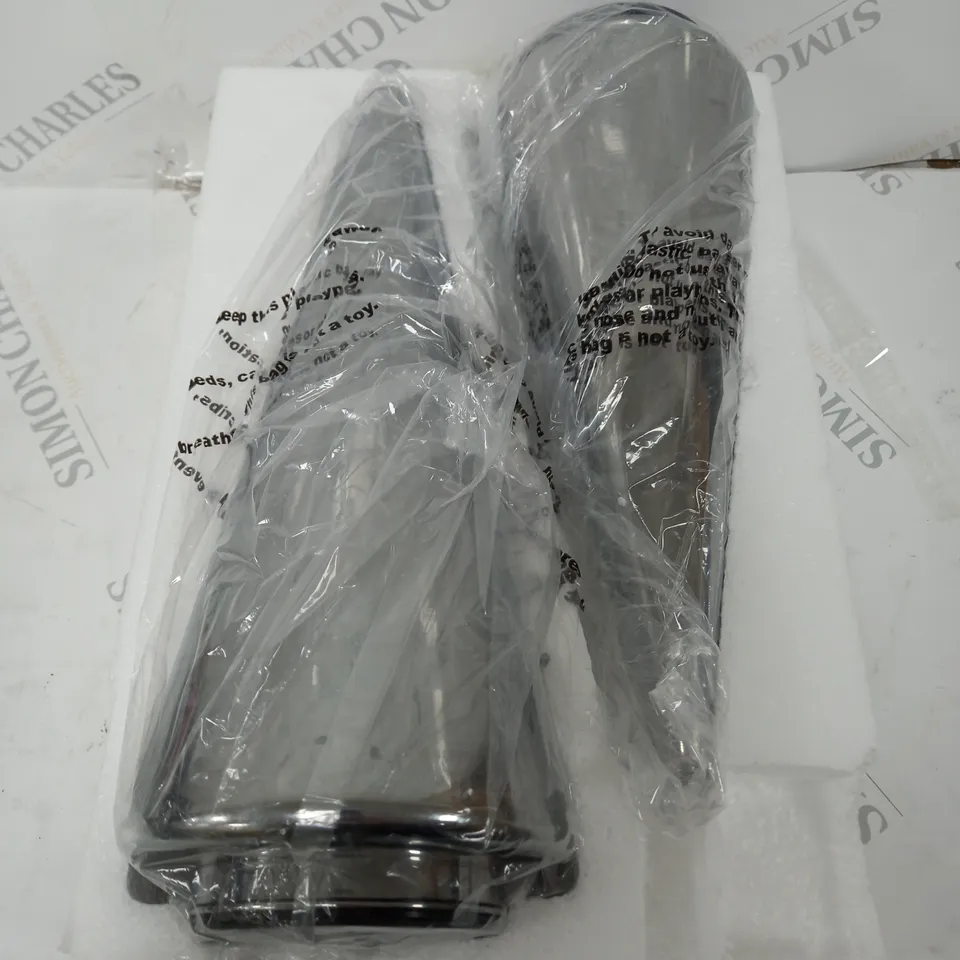 KELLY HOPPEN SET OF 2 INDOOR OUTDOOR PRELIT GLASS DECOR - REFLECTIVE CONES