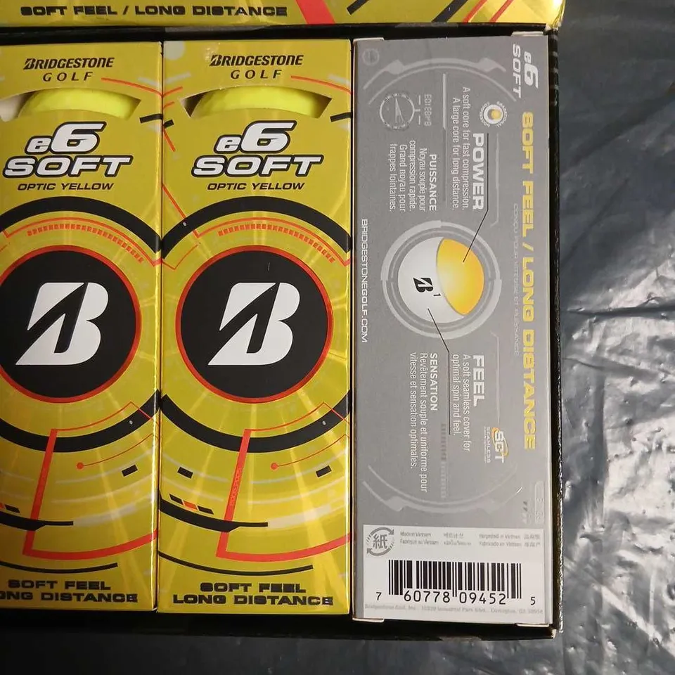 BRIDGESTONE GOLF E6 SOFT OPTIC YELLOW GOLF BALLS – BOXED SET OF 12 BALLS