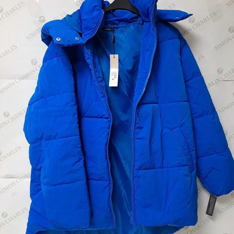 ROMAN OVERSIZED BLUE PUFFER COAT - SIZE 16