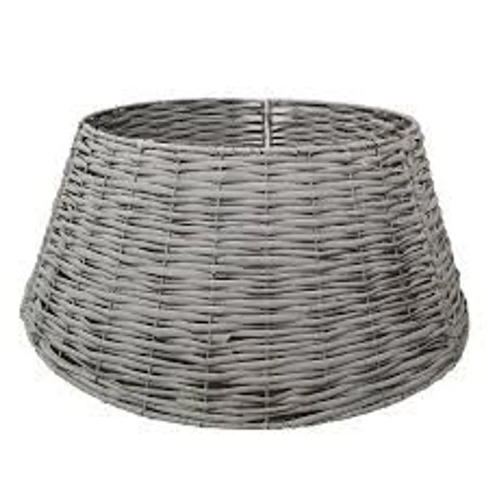 BOXED NEO GREY WILLOW CHRISTMAS TREE SKIRT NATURAL RUSTIC HANDWOVEN HALF SPLIT WILLOW BASE COVER HIDER COLLAR (1 BOX)
