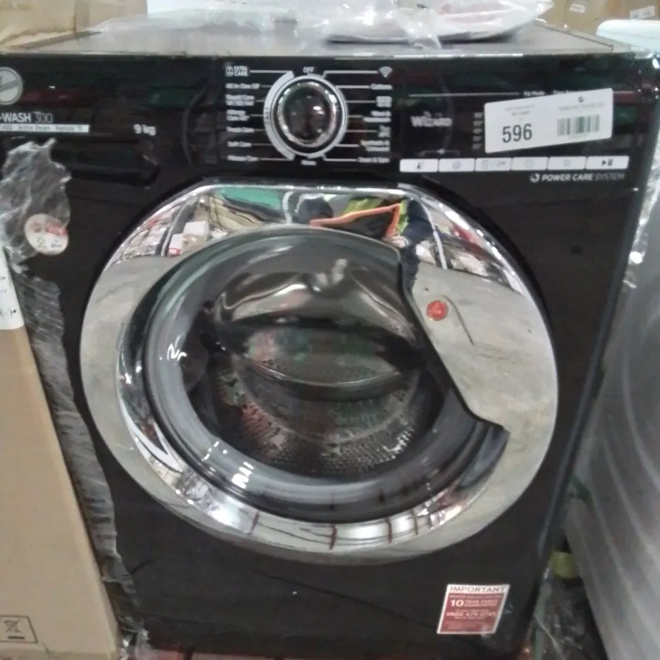 HOOVER H-WASH 300 H3WS495TACBE FREESTANDING WASHING MACHINE, CHROME DOOR, WIFI CONNECTED, 9 KG LOAD, 1400 RPM, BLACK