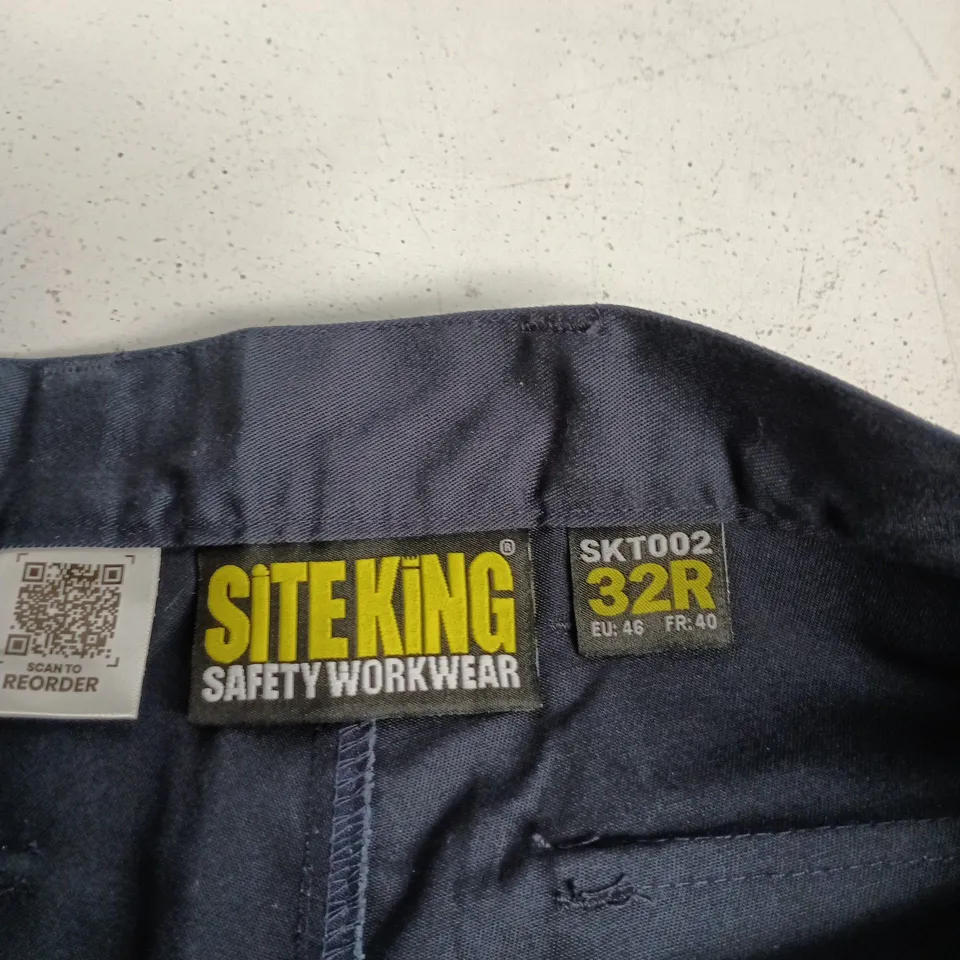 SITE KING SAFETY WORKWEAR NAVY TROUSERS UK 32R